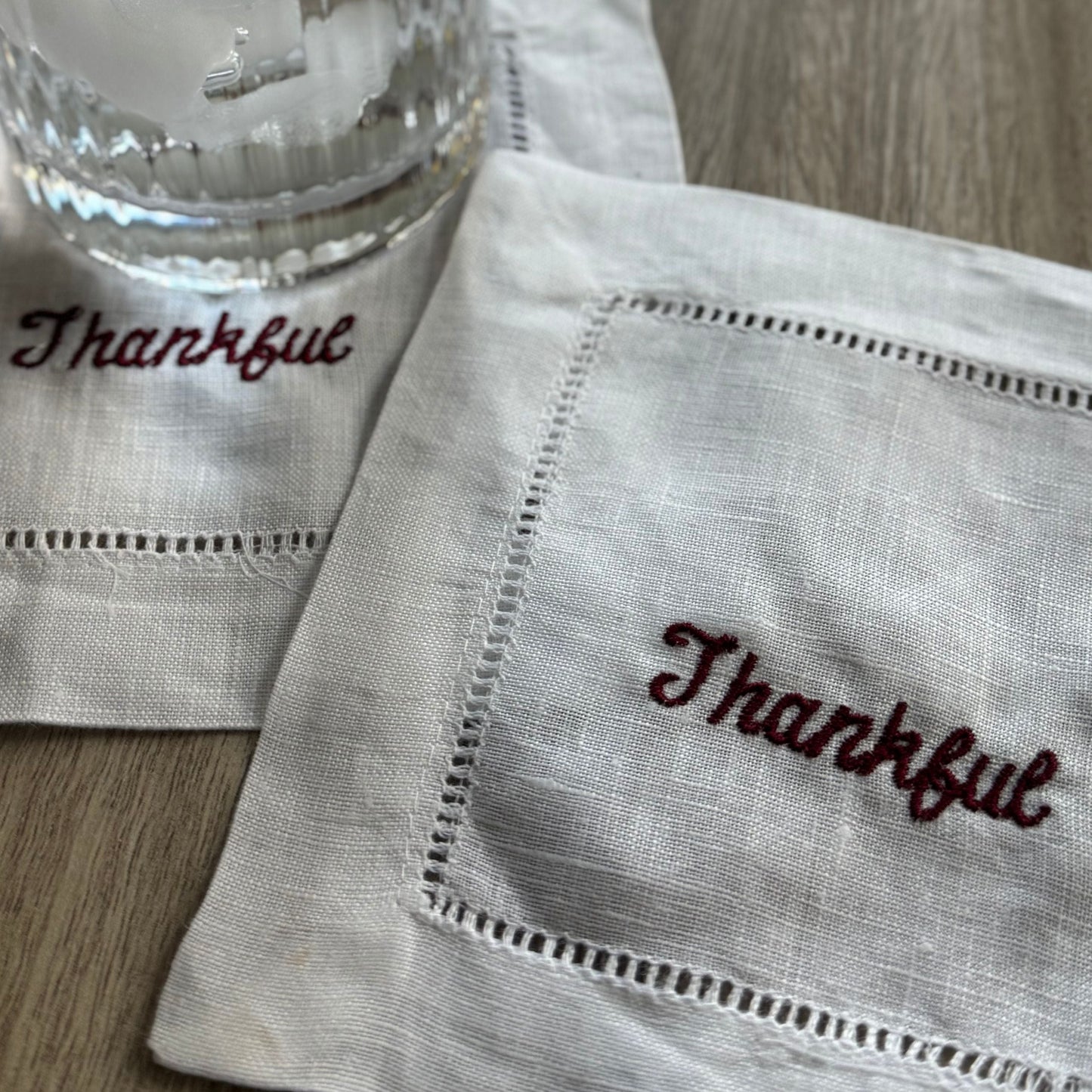 Thankful Linen Cocktail Napkins