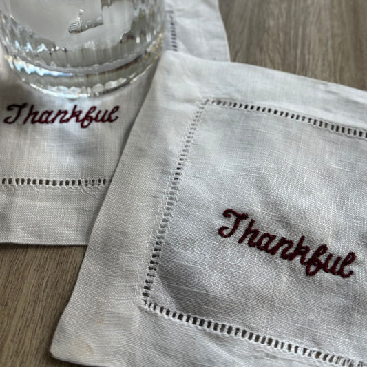 Thankful Linen Cocktail Napkins